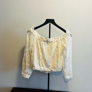Express Cream Lace Off-Shoulder Blouse